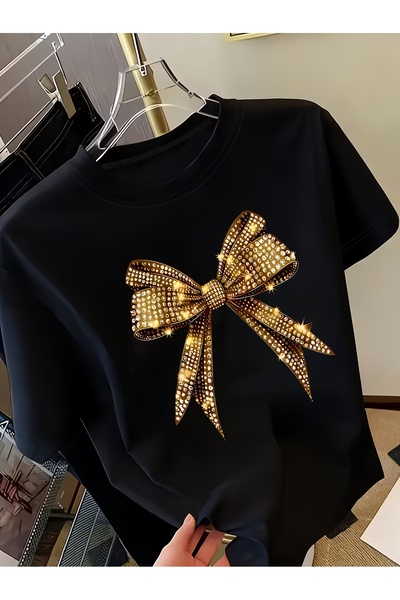 GALASHOP تي شيرت نسائي مطبوع عليه فيونك Y2K -