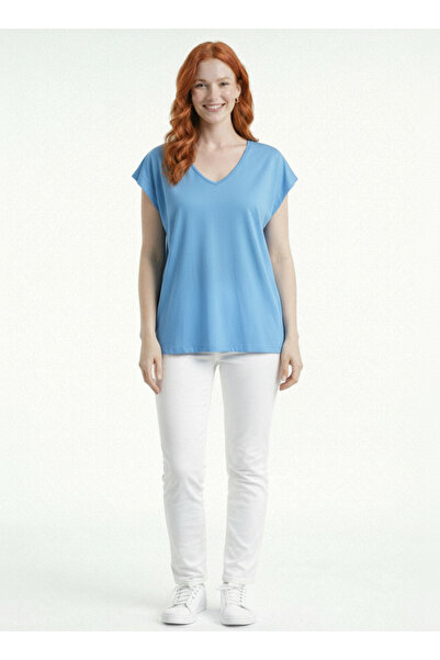 Neden Tekstil Γυναικείο μπλουζάκι με λαιμόκοψη V και χαλαρή εφαρμογή