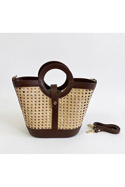 ESTE Rattan Basket-Bag with Genuine Leather trim
