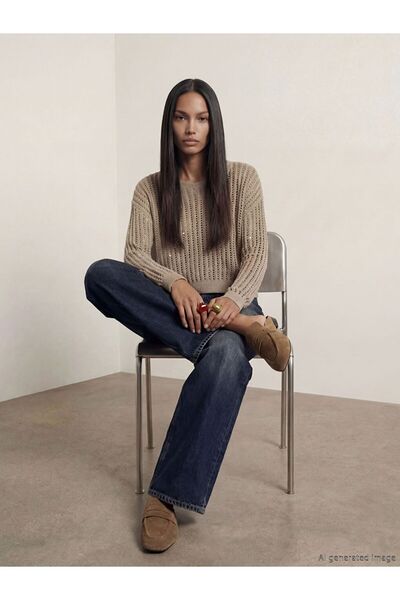 LC Waikiki Lcw Vision Khaki Openwork Women's Knitwear Sweater