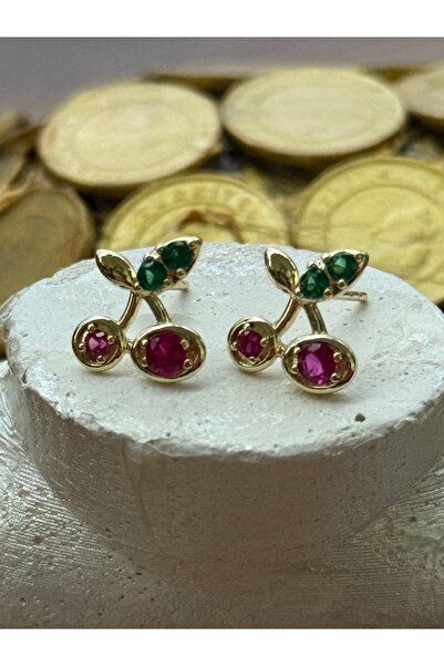 Blotch Juping Zircon Stone Cherry Figure Cicili Studded Girl's Earrings