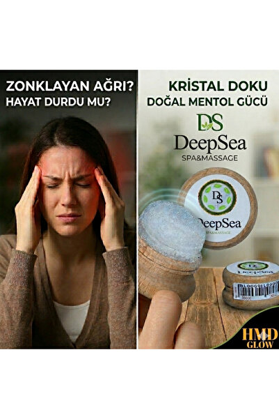 DeepSEA ve Baş Ağrısı İçin Rahatlatıcı Etki-Doğal Kristal Mentol Masaj Taşı-125 gr HMD Sabun Hediye