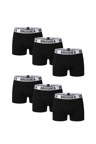 BRUSHEA Erkek Boxer Likralı Premıum 6'lı Düz Beyaz