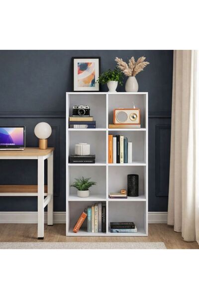 MODENZA %100 MDF Kitaplık - Beyaz-Çok Amaçlı