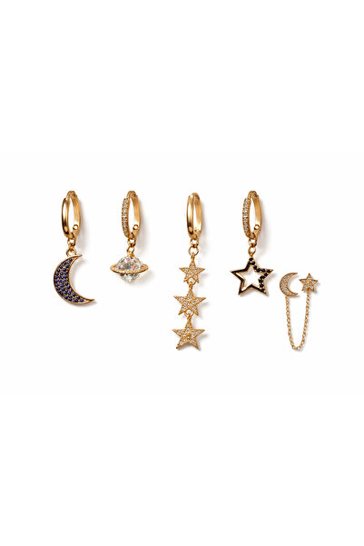 PaminBags Aksesuar Moon Star Detailed 6-Piece Earring Set Lns00185