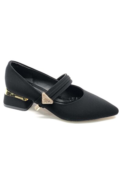 KOCAMANLAR Feles Blower Detailed Pointed Toe Heeled Women's Shoes Black