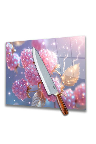 home dekors Bright Pink Raspberry Design, Tempered Glass Cutting and Presenta...