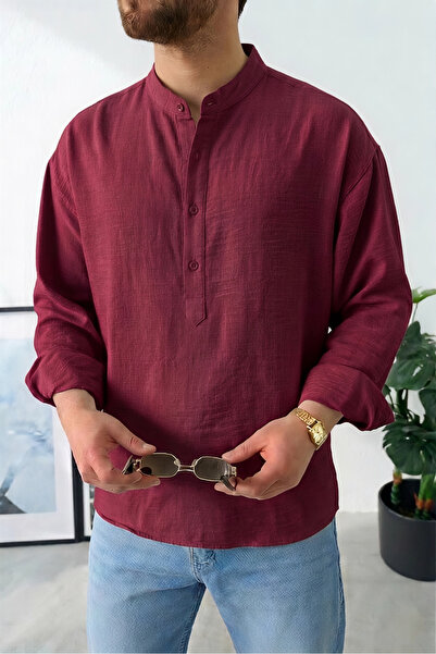 Wonraces Men's Half Oversize Comfortable Fit Spread Collar Half Placket Butto...