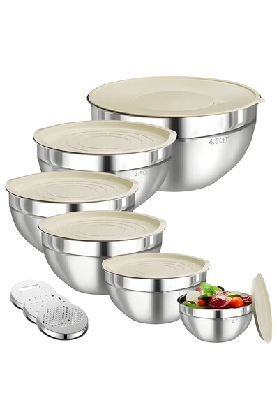 Flippy Set of 6 Mixing and Storage Bowls, Flippy, Premium Stainless Steel, Ai...