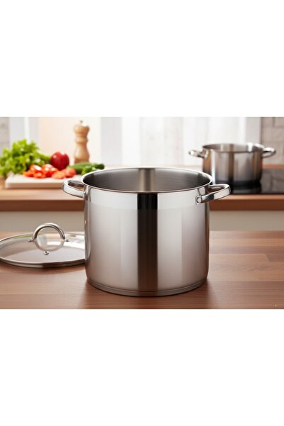 Antoniabeautyshop Stainless steel pot, with glass lid, 20 cm, 5.30 l, Grunber...