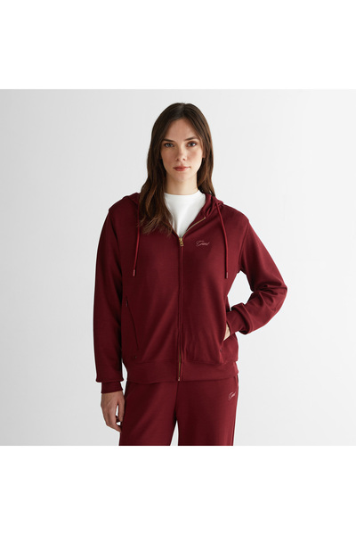 Gant Kadın Bordo Regular Fit Fermuarlı Sweatshirt
