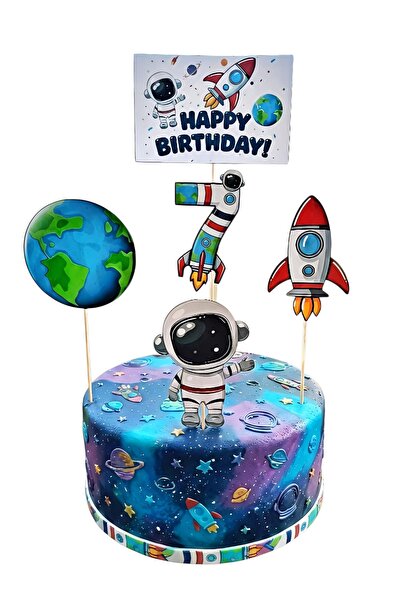 telaşe memuru زينة كعكة ذات طابع فضائي ومفهوم عيد ميلاد رائد الفضاء البالغ من...