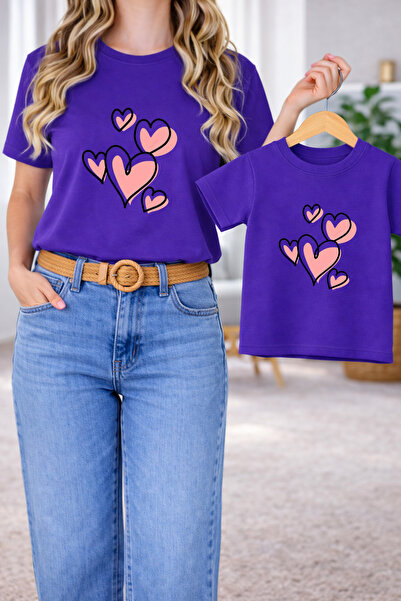 LORVEX Tricou Mamă-Fiică Combinație Oversize – Tricou cu imprimeu Mamă și Cop...