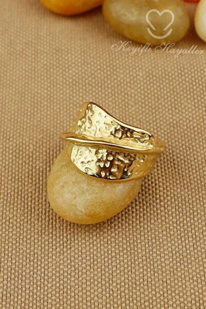 Keyifli Hayaller Steel Ring - Adjustable Steel Asymmetric Stone Model Ring, D...