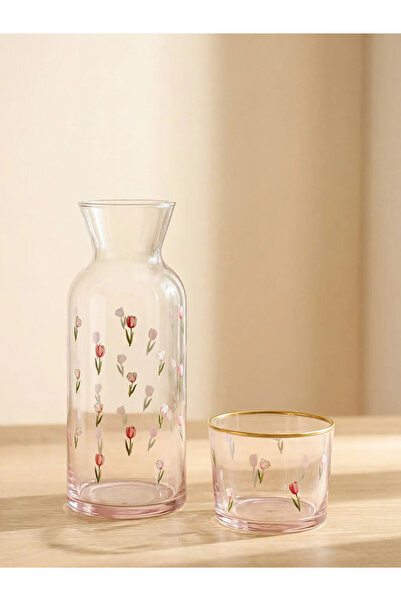 LC Waikiki LCW HOME Karışık Çiçek Baskılı Cam Sürahi 700 Ml