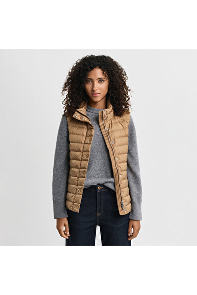 Gant Kadın Kahverengi Regular Fit Dik Yaka Kaz Tüyü Yelek