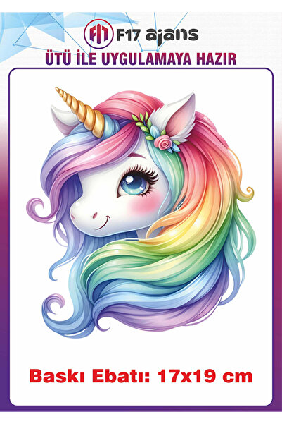 F17 Ajans Unicorn Temalı Ütü ile Yapışan Tekstil Kumaş Tişört Dtf Baskı