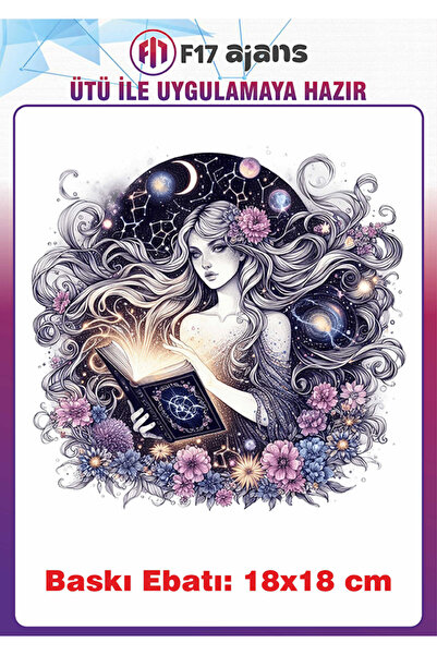 F17 Ajans Astroloji Gotik Temalı Ütü ile Yapışan Tekstil Kumaş Tişört Dtf Baskı