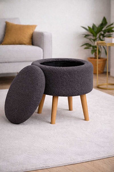 PUFMANYA TUĞBA-X SANDIKLI PELUŞ KUMAŞLI ÇOK AMAÇLI GÜRGEN AYAKLI PUF KOLTUK