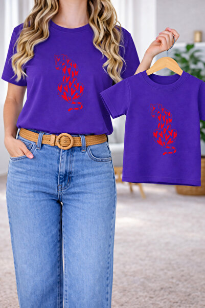 LORVEX Tricou Mamă-Fiică Combinație Oversize – Tricou cu imprimeu Mamă și Cop...