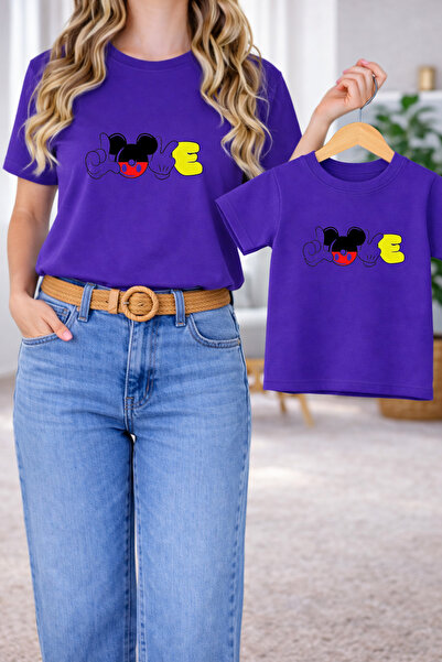 LORVEX Tricou Mamă-Fiică Combinație Oversize – Tricou cu imprimeu Mamă și Cop...