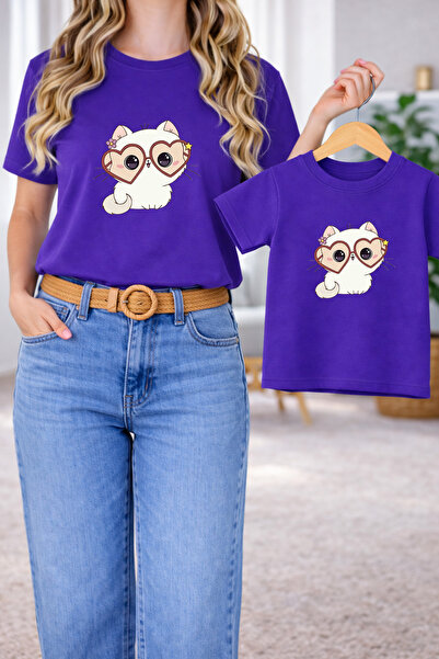 LORVEX Tricou Mamă-Fiică Combinație Oversize – Tricou cu imprimeu Mamă și Cop...