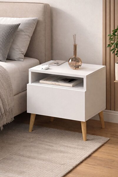 MODENZA %100 MDF Komodin - Yan Sehpa - Çok amaçlı Beyaz