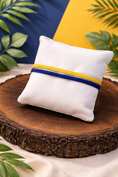 Crystal Atelier Yellow Navy Blue Fan Bracelet - Unisex Macrame Knitted Fan Br...