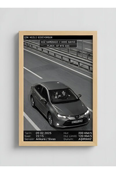 DEKORASOR Sevgiliye Hediye Kişiye Özel Radar Plaka Detaylı Çerçeveli Tablo Hı...