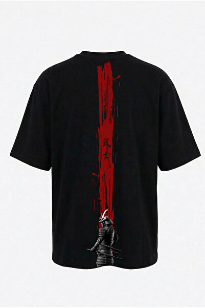 Dad&Children تي شيرت ساموراي كبير الحجم للجنسين باللون الأسود