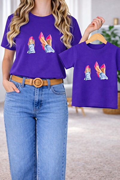 LORVEX Tricou Mamă-Fiică Combinație Oversize – Tricou cu imprimeu Mamă și Cop...