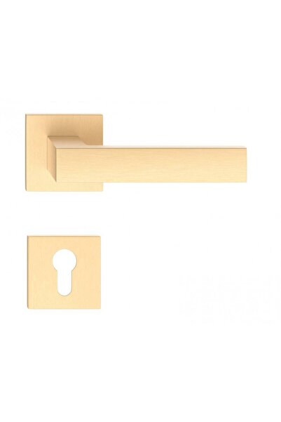 THG CUBE slim gold satin door handles with lock rosette
