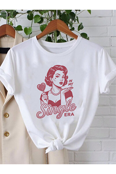 SUNFREE RETRO VINTAGE WOMAN Tricou alb din bumbac, supradimensionat, cu impri...