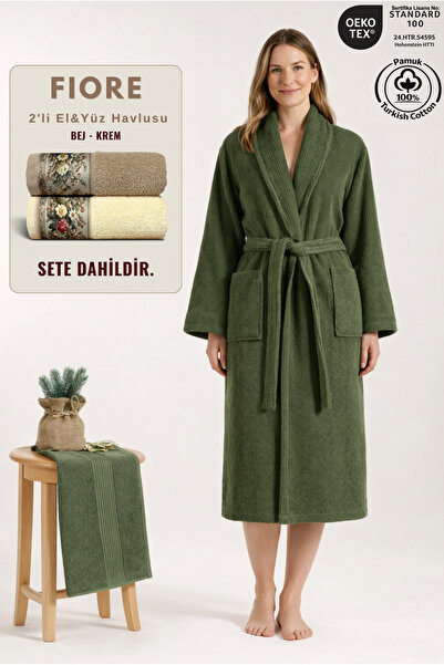 Ellaline 2-Piece Striped Women's Bathrobe Set 100% Certified Cotton + Fiore 2...