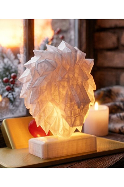 ScaleWorks Modern Aslan Figürlü Gece Lambası - Estetik Masa Lambası - Gold Ta...