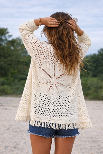 TOFAN TRİKO Patterned Beach Cardigan