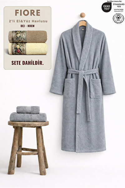 Ellaline 3-Piece Striped Women's Bathrobe Set 100% Cotton +Fiore 2-Piece Hand...