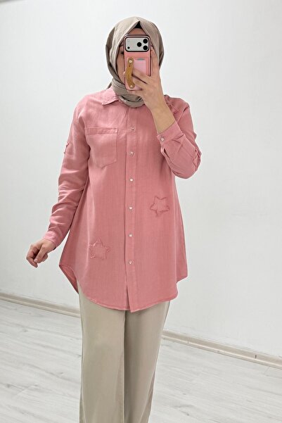 T Moda Store My Magazin Premium Fabric Star Detailed Snap Button Hijab