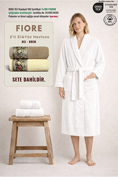 Ellaline 3 Piece Women's Shawl Bathrobe Set 100% Cotton +Fiore 2-Piece Cream ...