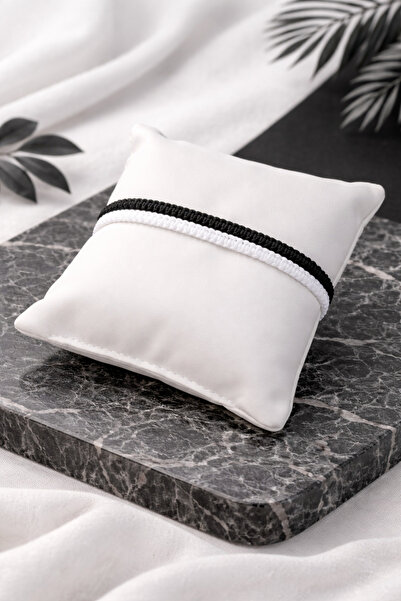 Crystal Atelier Black and White Fan Bracelet-Unisex Macrame Knitted Fan Bracelet