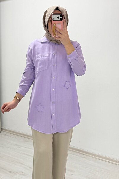 T Moda Store My Magazin Premium Fabric Star Detailed Snap Button Hijab