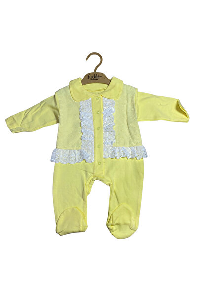 OEM Elegant baby jumpsuit with decorative lace and round collar