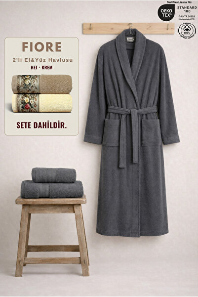 Ellaline 3 Piece Women's Shawl Bathrobe Set 100% Cotton +Fiore 2-Piece Cream ...