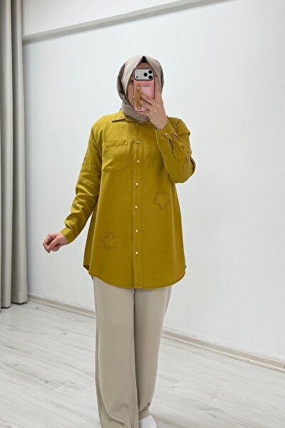 T Moda Store My Magazin Premium Fabric Star Detailed Snap Button Hijab