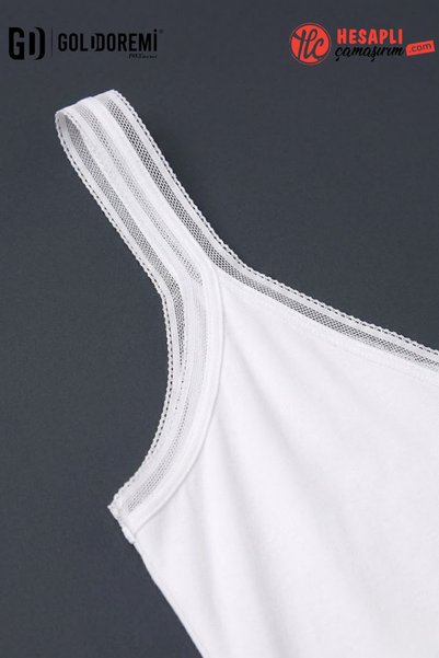 gd goldoremi Women's Premium 3-Piece V-Neck Cotton Lycra Comfortable Soft Double Stripe Strap Undershirt