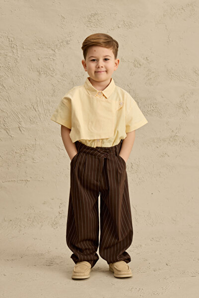 Fahhar Kids Pieced Oxford Shirt Yellow