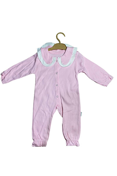 OEM Elegant baby jumpsuit with decorative collar and ribbed texture
