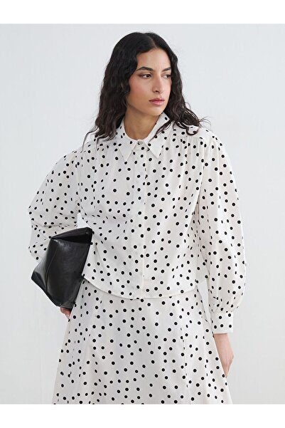 LC Waikiki Lcw Modest White Polka Dot Poplin Women's Shirt