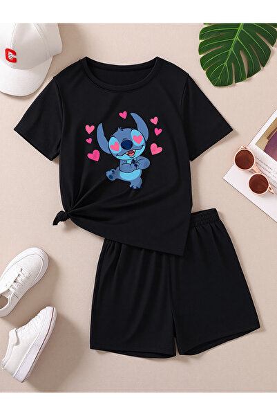 cc collection Комплект чорних шортів з милим принтом персонажів для дівчаток,...