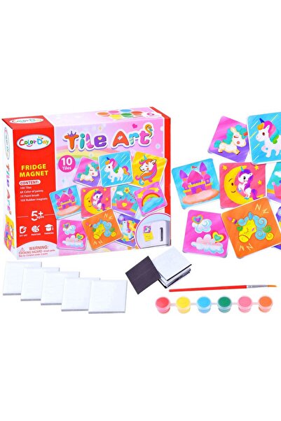 OEM DIY Creative Tile Art Fridge Magnet Painting Set, 10 Ceramic Tiles, Compl...